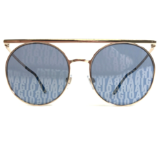 Giorgio Armani Sunglasses AR 6069 3011/J Gold Round Frames with Blue Lenses - $186.79