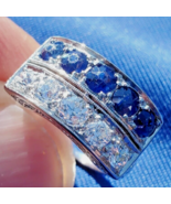 Earth mined Diamond Sapphire Deco Engagement Ring Antique Platinum Filig... - $279,415.48 MXN