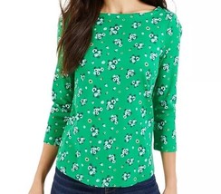 Charter Club Women Petite Size PXS Cotton Green Floral-Print Top NWT AU42 - £15.47 GBP