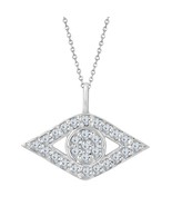 2.7 Ct Round Real Moissanite Evil Eye Pendant Necklace in 14K White Gold... - £77.11 GBP