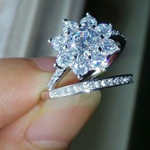 Halo 3.00Ct Round Cut Diamond White Gold Finish Simulated Bridal Ring Set Size 7 - $155.70