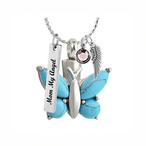Butterfly Turquoise Pendant Ash Urn - Love Charms™ Option - $29.95