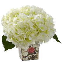 Cream Hydrangea With Floral Planter - £44.20 GBP