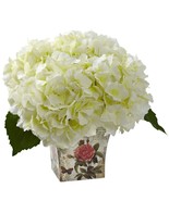 Cream Hydrangea With Floral Planter - £44.41 GBP
