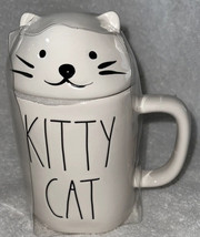 Rae Dunn KITTY CAT Coffee Mug CUP with White Cat Head Topper New 7” - £16.96 GBP