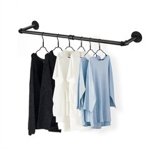 48 Wall Mounted Clothes Rack, Industrial Pipe Black Iron Garment Bar, He... - $66.49
