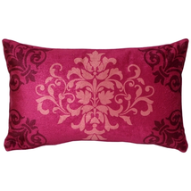 Velvet Damask Rose Throw Pillow 11x18, Complete with Pillow Insert - £33.43 GBP