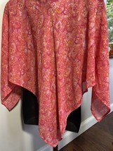 Poncho White Stag Peach Glow Pink Paisley Print Size S But Fits Larger S... - $10.99