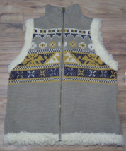 Rachel Roy Size Large TRUTH TREK Mushroom Faux Fur Trim New Women&#39;s Zipper Vest - £86.25 GBP
