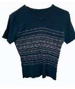 Womans Short Sweater, Waist Length, Royal Blue w Grey Heather Stripes, P... - $19.43