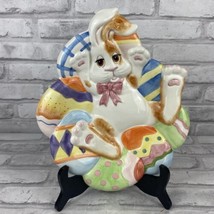 FITZ &amp; FLOYD Eggscapades 10&quot; Ceramic Wall Canapé Trinket Plate 3D Bunny ... - £12.97 GBP