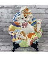 FITZ &amp; FLOYD Eggscapades 10&quot; Ceramic Wall Canapé Trinket Plate 3D Bunny ... - £12.78 GBP