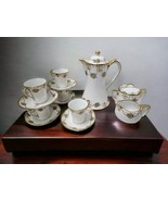 ANTIQUE Nippon Hand-Painted Floral Chocolate Set 5 Cups Saucers Creamer ... - €169,13 EUR