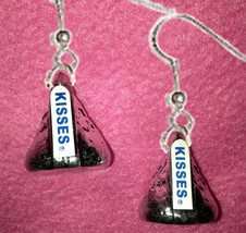 Funky Chocolate KISS EARRINGS-Realistic Candy Kisses Food Charm Costume Jewelry - £10.19 GBP
