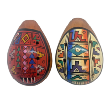 2 Peruvian Art Ocarina Whistle Clay Flutes Hand Made Painted Musical Ins... - $24.74