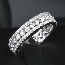 2Ct Real Moissanite Ring Wedding Engagement Band in 14K White Gold Plated Silver - £171.38 GBP