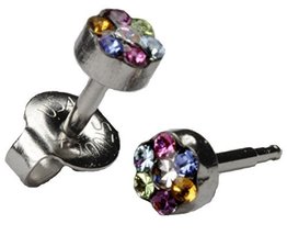 Ear Piercing Earrings MAXI 5mm Hypoallergenic Multi-Colored Crystal Daisy - £3.49 GBP