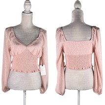 Leith Blouse Crop Top Off Shoulder Smocked Pink Smoke M New  - £22.80 GBP
