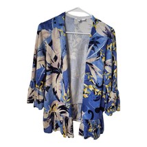 Chico&#39;s Cardigan Women&#39;s Size Small (Chicos 0) Blue Ruffled hem cuff lin... - $240.74 MXN