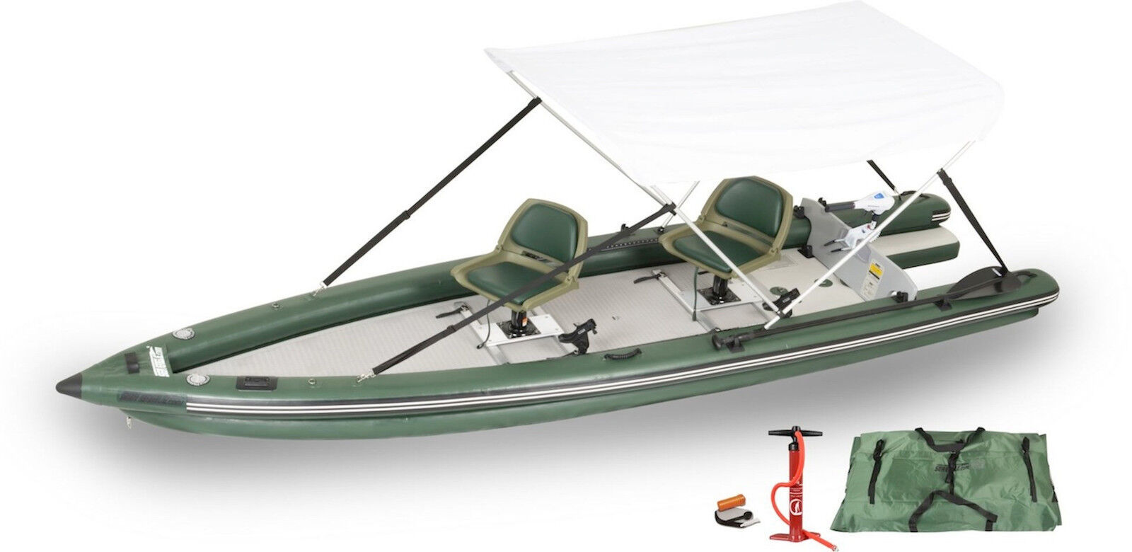Sea Eagle FSK16 Watersnake Motor Canopy Package Fish Skiff Boat