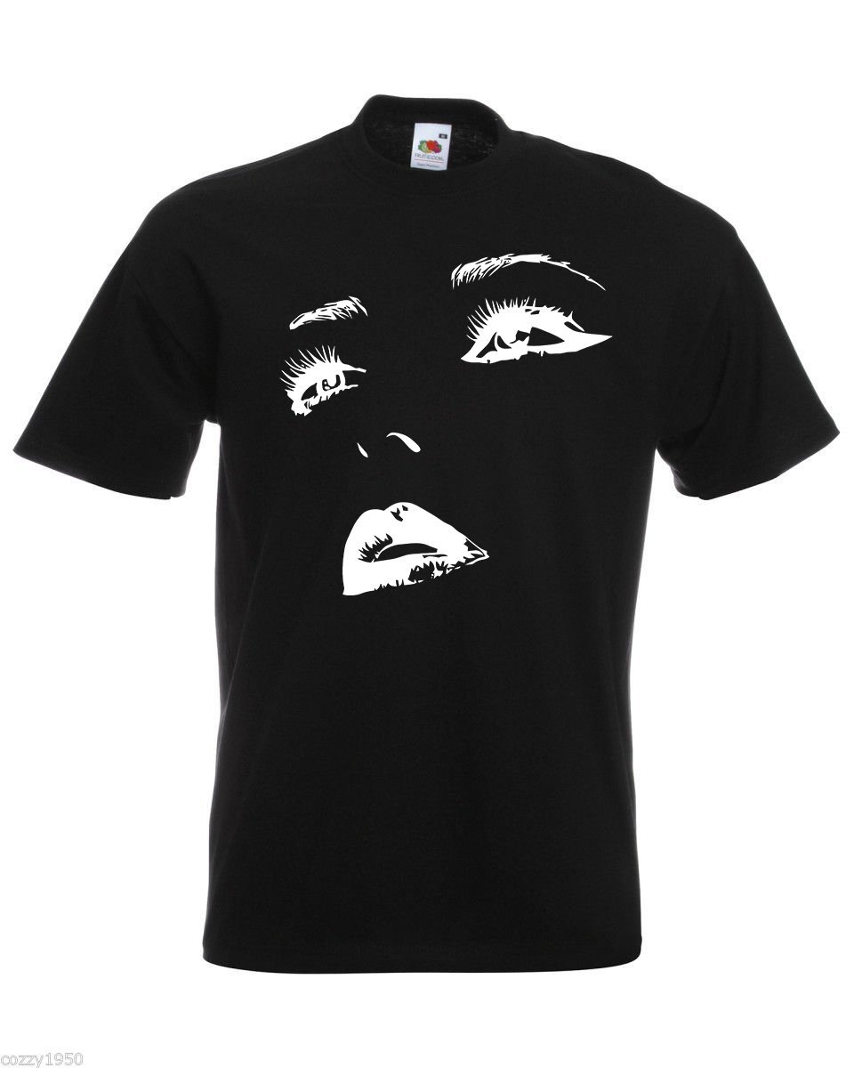 Mens T-Shirt Face with Hot Lips Silhouette, Sexy Face Shirts, Teens Eyes Shirt - $24.74