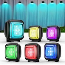 Solar Fence Lights Outdoor Waterproof 6 Pack RGB Breathing 7 Fixed RGB Outdoor S - £47.65 GBP
