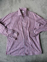 ETON Mens Shirt 17.5 - 44 White Purple  Striped Long Sleeve Contemporary  - £20.25 GBP