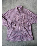 ETON Mens Shirt 17.5 - 44 White Purple  Striped Long Sleeve Contemporary  - £20.24 GBP