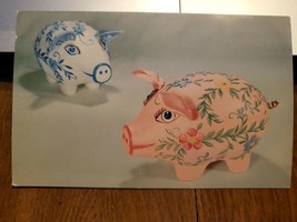Vtg Postcard National Hand Craft Piggy Bank, Miss Hamcraft And Boy Blue, US... - £3.92 GBP