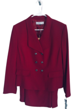 Tahari ASL Two Piece Skirt Suit Winson Red Career Silver Buttons Size 16 NWT - £118.44 GBP