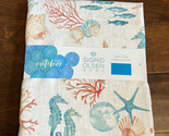 Sigrid Olsen Tropicam Print tablecloth 70” Round Ocean Life sea Horse st... - $34.97