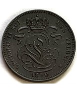 1870 Belgium 1 Centime Leopold Copper Lion &amp; Constitution Coin About Unc+ - $31.68