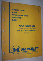 1960 VINTAGE HERCULES MOTORS GO SERIES OPERATION MAINTENANCE MANUAL - $24.74