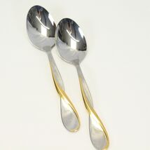 Oneida Golden Aquarius Oval Soup Spoons 7&quot; Stainless Lot of 2 - $25.47