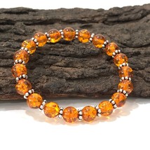 Synthetic Baltic Amber Gemstone 8 mm Beads Stretch with Chakra Bracelet CSB-35 - £9.03 GBP