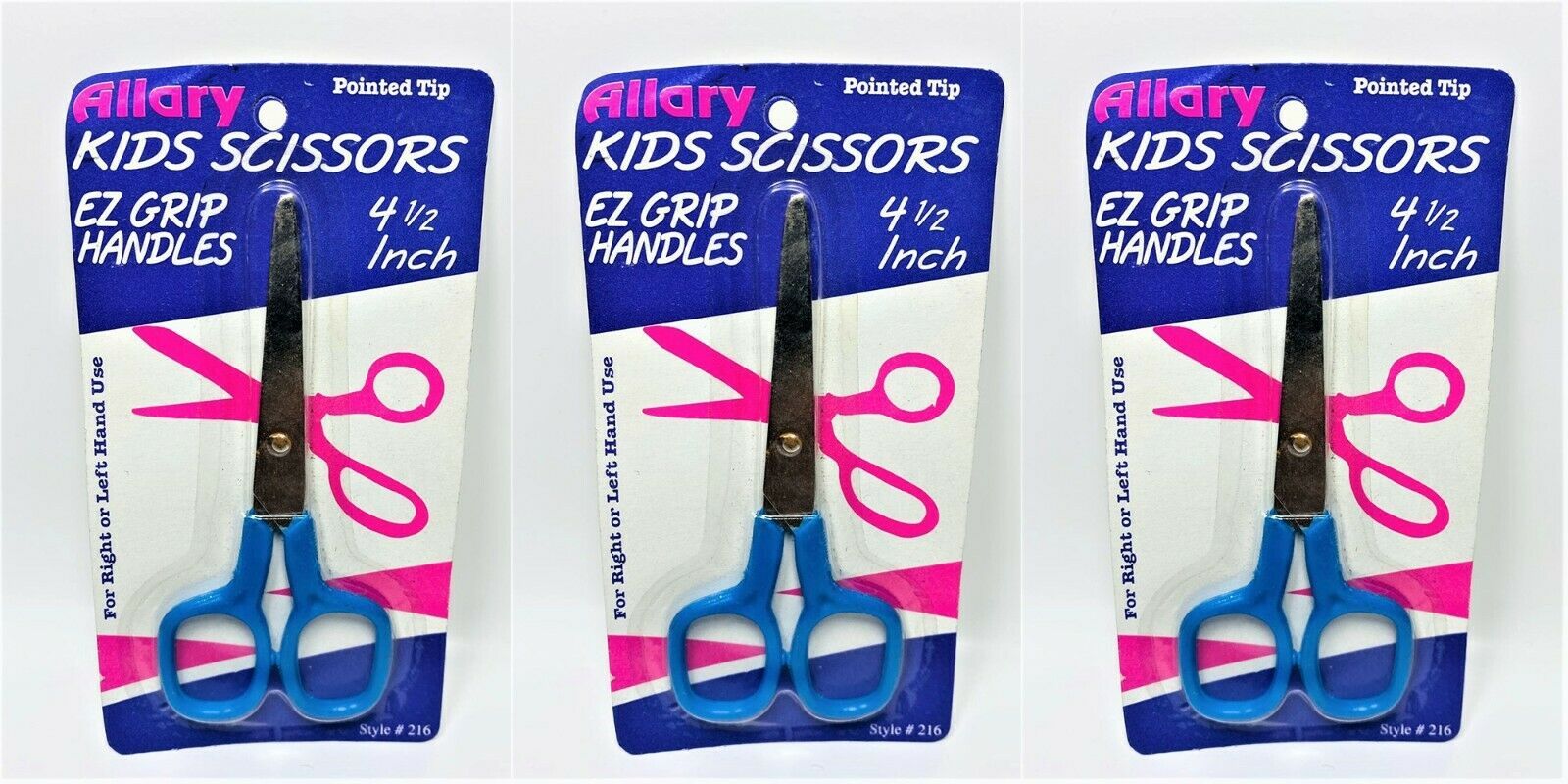 Lot De 3 Allary Enfants Ciseaux 11.4cm Ez Prise Poignées - Bleu - $6.90