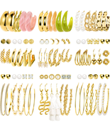 45 Pairs Gold Hoop Earrings for Women Chunky Twisted Small Big Hoops Ear... - $459.45 MXN