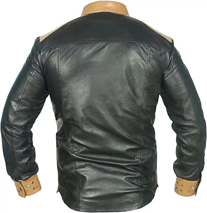 Primary image for Men's Leather Shirt Real Lambskin Lederhemd Jacket Biker Slim Fit Cuir 