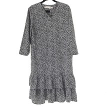 Liz Claiborne 12 Black White Tiered 3/4 Sleeve Floral Womens Pullover Dress - £12.45 GBP