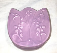trinket jewelry box L TULIP Shaped Large Porcelain PURPLE lavender - $199.87 MXN