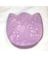 trinket jewelry box L TULIP Shaped Large Porcelain PURPLE lavender - $199.87 MXN