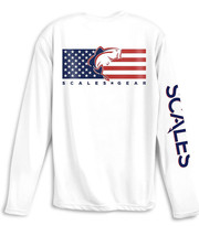 Scales Performance Bass Country  Long Sleeve White  Shirt Fishing Flag XL - £18.35 GBP