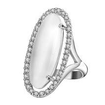 Hot Fashion Opal Ring Tibetan Silver Vintage Wedding Jewelry Mosaic Crystal Part - £9.66 GBP