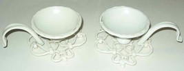 White Metal Candle Holder Pair, Shabby Chic, 3&quot; Diameter, Ornate Base - £15.72 GBP