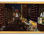 Times Square Night View New York CIty NY NYC UNP Unused Linen Postcard P27 - £6.59 GBP