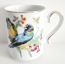 Vintage Porcelain Parakeet Type Bird Theme Coffee Tea Cup Japan HGS2B - £15.97 GBP