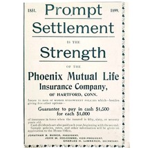 Phoenix Mutual Life Insurance Co 1899 Advertisement Victorian Connecticu... - $374.91 MXN