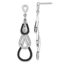 True Fire Silver Black &amp; Clear CZ Teardrop Dangle Post Earrings QMP386 - $58.84