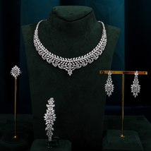 Two Layer Necklace Jewelry for Women Cubic Zirconia Necklace Set Wedding Engagem - £157.05 GBP