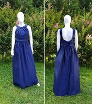 Alfred Sung Midnight Blue Long Evening cocktail Gown Size 8 W27-28" - $43.56